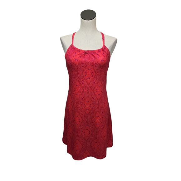 PrAna Halter Top Dress Womens Small Sleeveless Orange Purple Casual Pickleball - Picture 1 of 12